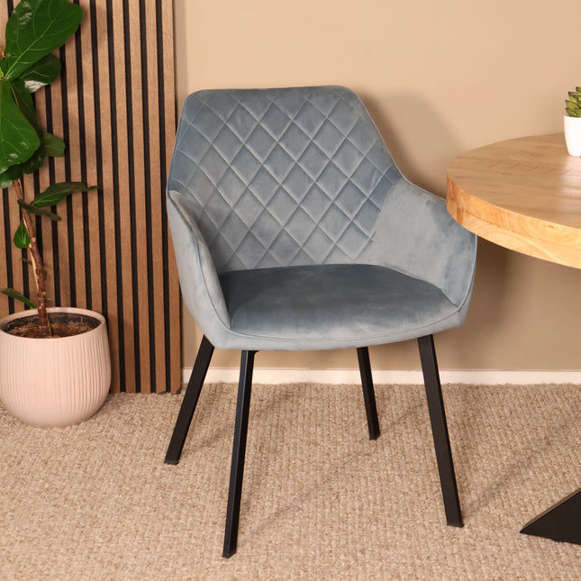 SET DEAL 4 stuks: Eetkamerstoel blauw velvet Yurgan