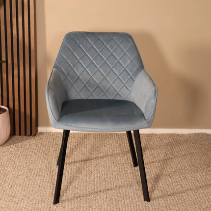 SET DEAL 6 stuks: Eetkamerstoel blauw velvet Yurgan