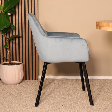 SET DEAL 6 stuks: Eetkamerstoel blauw velvet Yurgan