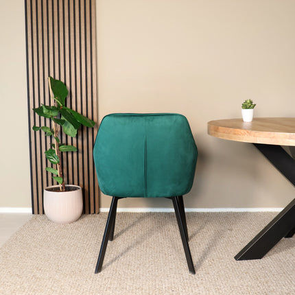 SET DEAL 4 stuks: Eetkamerstoel groen velvet Yurgan