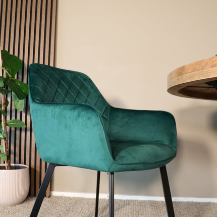 SET DEAL 6 stuks: Eetkamerstoel groen velvet Yurgan