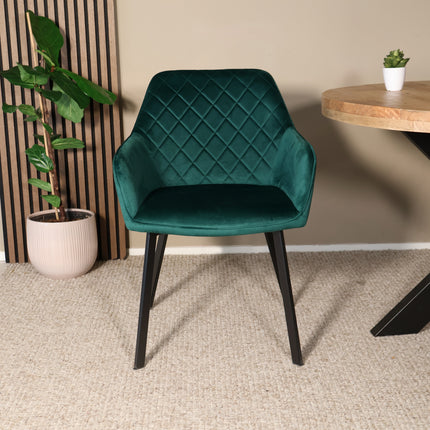 SET DEAL 6 stuks: Eetkamerstoel groen velvet Yurgan