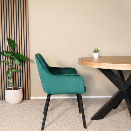 SET DEAL 6 stuks: Eetkamerstoel groen velvet Yurgan