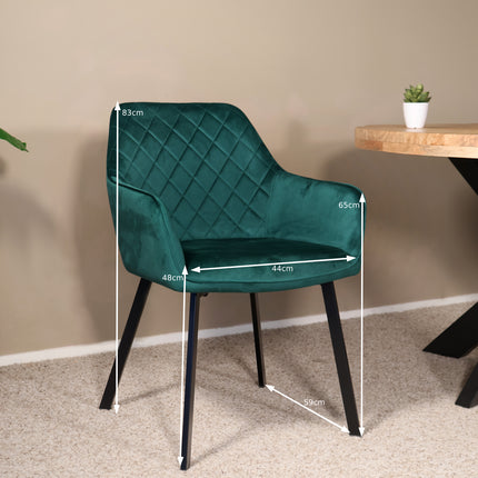 SET DEAL 6 stuks: Eetkamerstoel groen velvet Yurgan