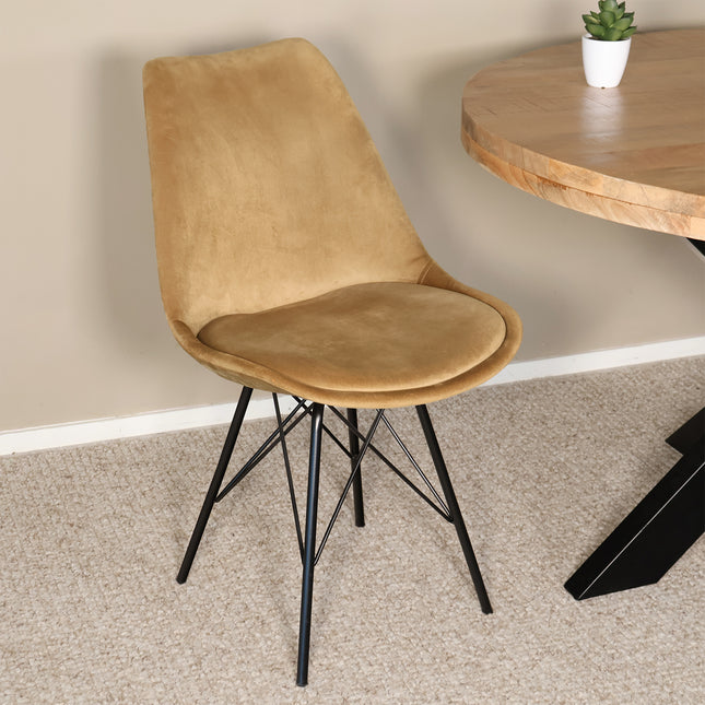 SET DEAL: 6 Eetkamerstoelen bruin velvet Viga