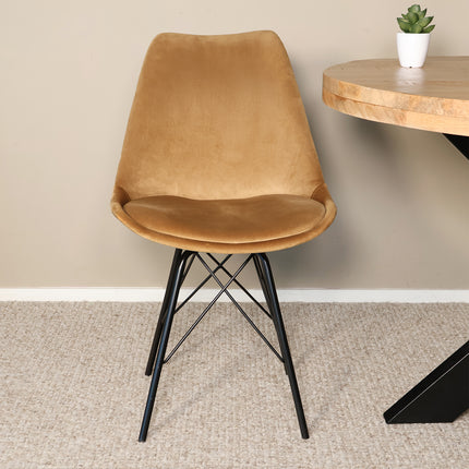 SET DEAL 4 stuks: Eetkamerstoel bruin velvet Viga