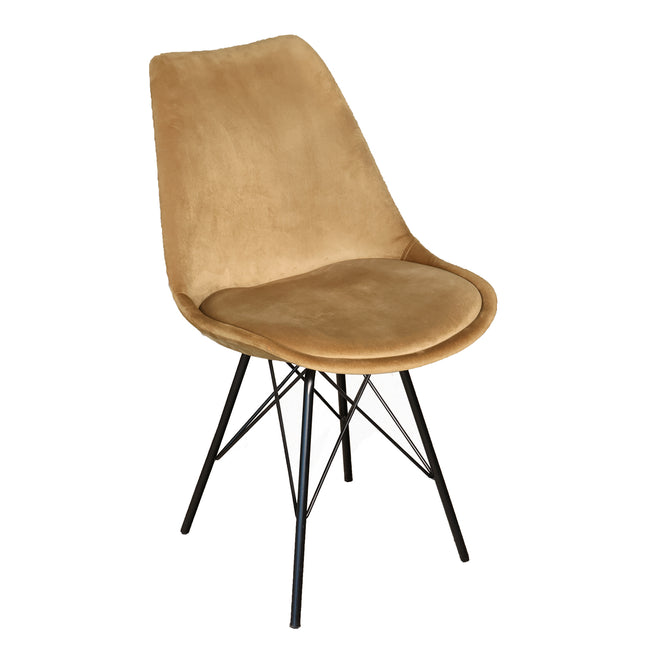 SET DEAL: 4 Eetkamerstoelen bruin velvet Viga
