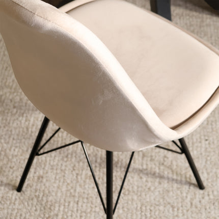 SET DEAL: 4 Eetkamerstoelen zand velvet Viga