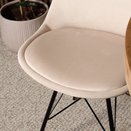 SET DEAL: 4 Eetkamerstoelen zand velvet Viga