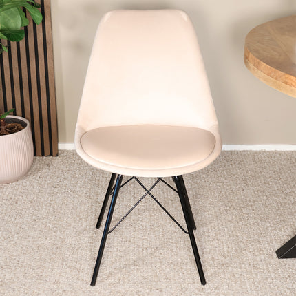 SET DEAL: 4 Eetkamerstoelen zand velvet Viga