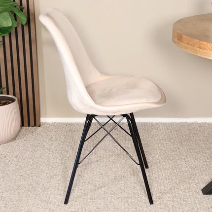SET DEAL: 4 Eetkamerstoelen zand velvet Viga