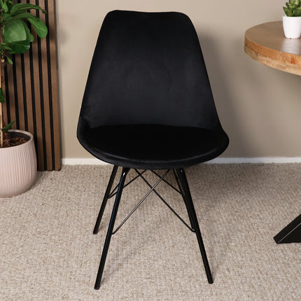 SET DEAL: 6 Eetkamerstoelen zwart velvet Viga