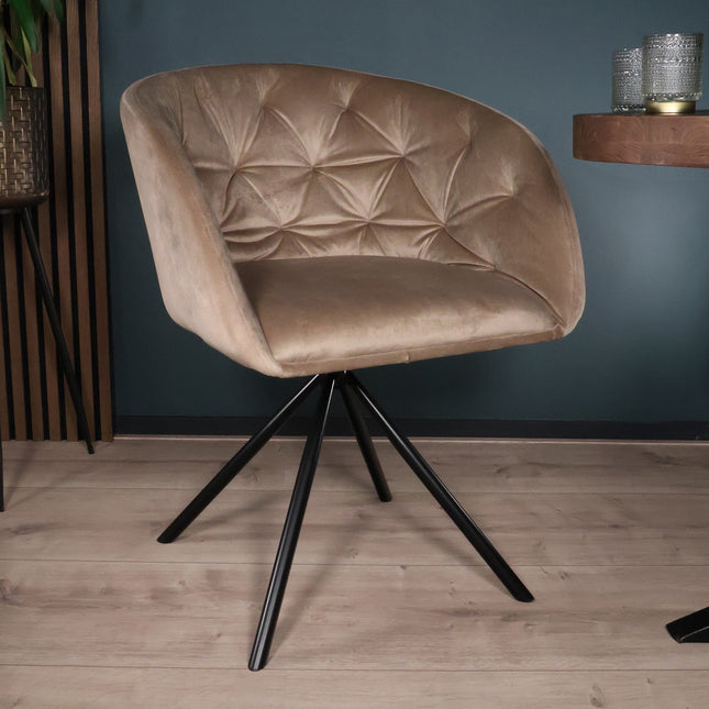 SET DEAL 6 stuks: Eetkamerstoel draaibaar taupe velvet Willow