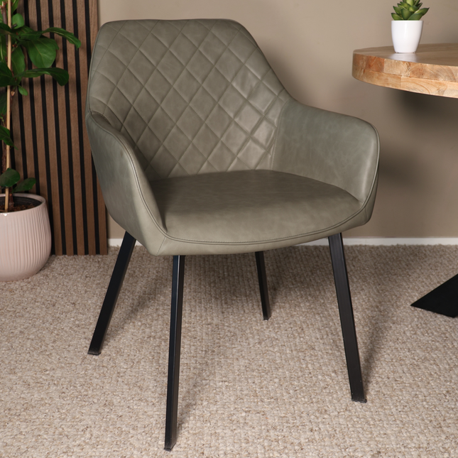 SET DEAL 4 stuks: Eetkamerstoel donkergroen kunstleder Yurgan