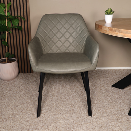 SET DEAL 6 stuks: Eetkamerstoel donkergroen kunstleder Yurgan