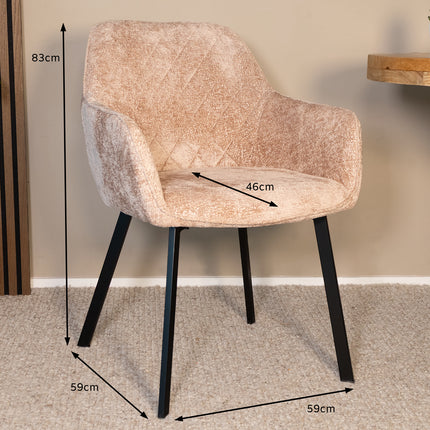SET DEAL 6 stuks: Eetkamerstoel taupe chenille Yurgan
