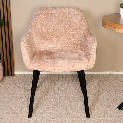 SET DEAL 6 stuks: Eetkamerstoel taupe chenille Yurgan