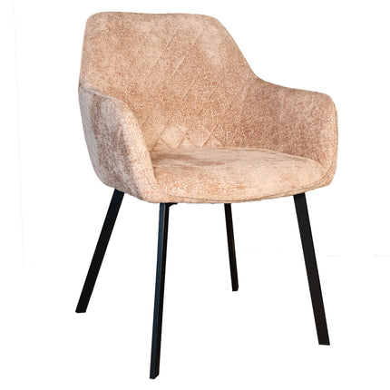 SET DEAL 4 stuks: Eetkamerstoel taupe chenille Yurgan