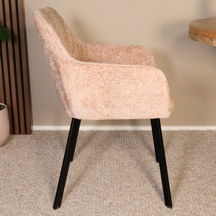 SET DEAL 4 stuks: Eetkamerstoel taupe chenille Yurgan