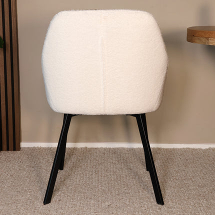 SET DEAL 4 stuks: Eetkamerstoel gebroken wit teddy Yurgan