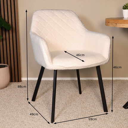 SET DEAL 4 stuks: Eetkamerstoel gebroken wit teddy Yurgan