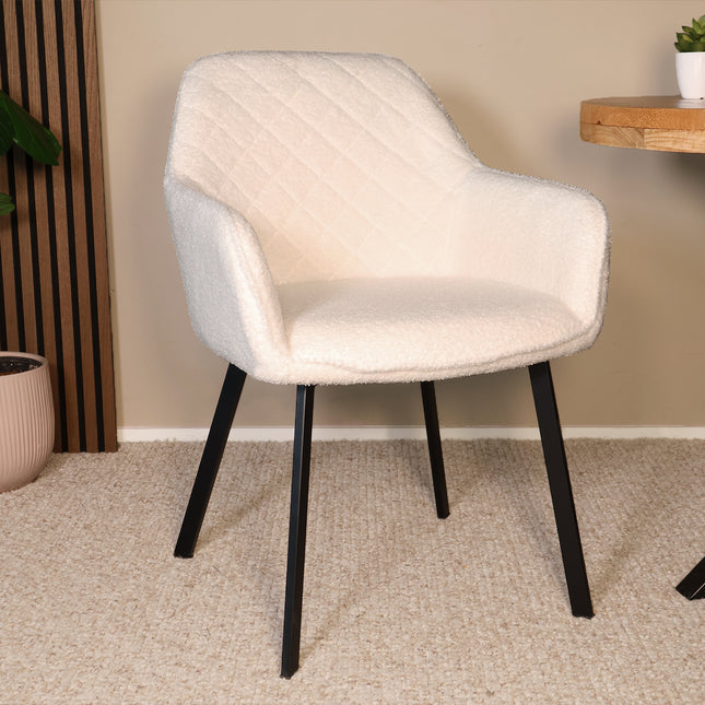 SET DEAL 6 stuks: Eetkamerstoel gebroken wit teddy Yurgan