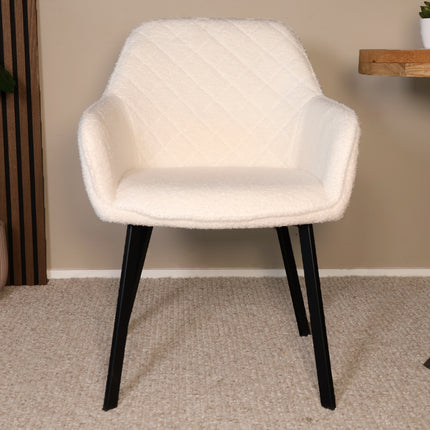 SET DEAL 6 stuks: Eetkamerstoel gebroken wit teddy Yurgan