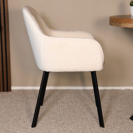 SET DEAL 4 stuks: Eetkamerstoel gebroken wit teddy Yurgan