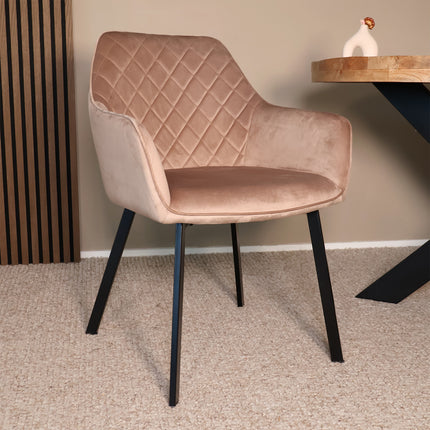 SET DEAL 4 stuks: Eetkamerstoel champagne velvet Yurgan