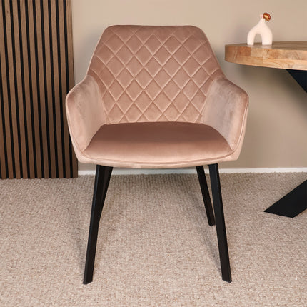 SET DEAL 4 stuks: Eetkamerstoel champagne velvet Yurgan