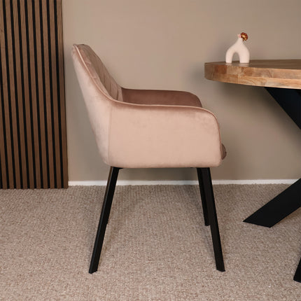 SET DEAL 6 stuks: Eetkamerstoel champagne velvet Yurgan