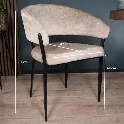 SET DEAL: 6 Eetkamerstoelen beige chenille Ziva