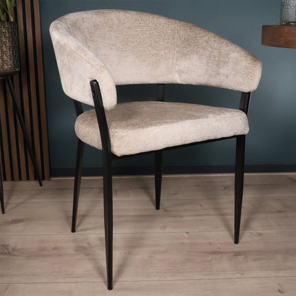 SET DEAL: 6 Eetkamerstoelen beige chenille Ziva
