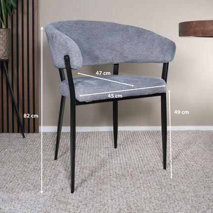 SET DEAL: 6 Eetkamerstoelen grijs chenille Ziva