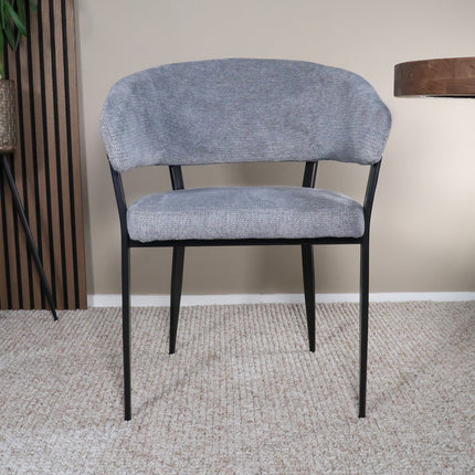 SET DEAL: 6 Eetkamerstoelen grijs chenille Ziva