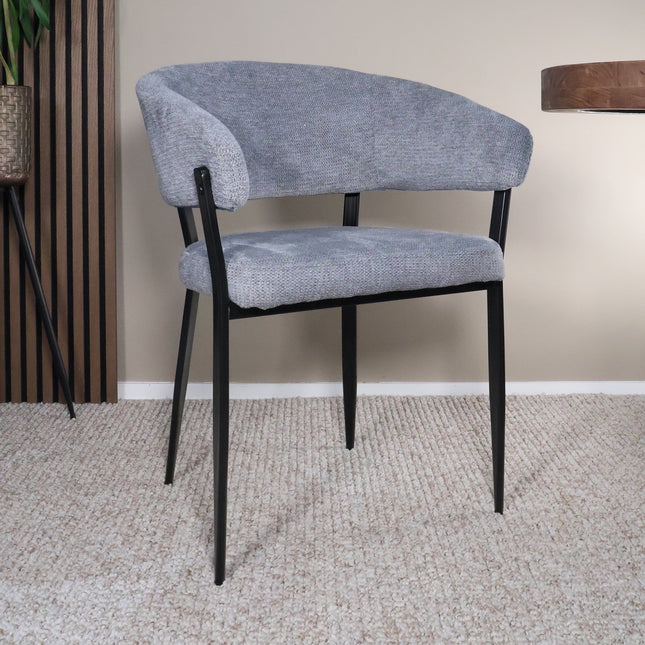 SET DEAL: 6 Eetkamerstoelen grijs chenille Ziva