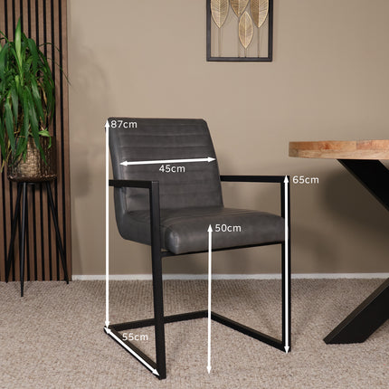 SET DEAL 6 stuks: Eetkamerstoel antraciet kunstleder Noor