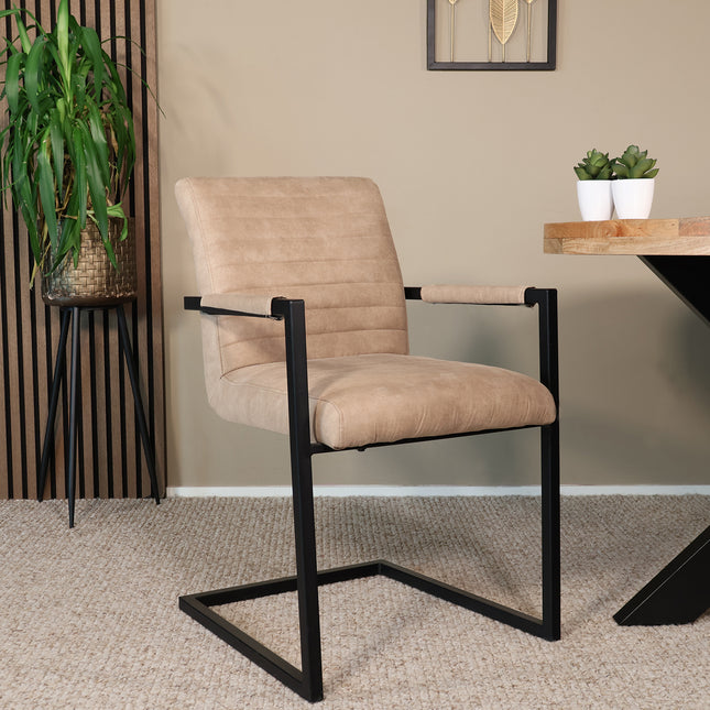 Eetkamerstoel beige microvezel Noor