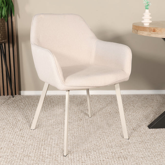 SET DEAL: 6 stuks Eetkamerstoel beige stof Maris