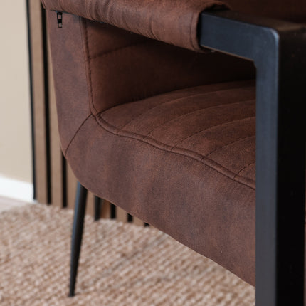 Eetkamerstoel bruin microvezel Noor