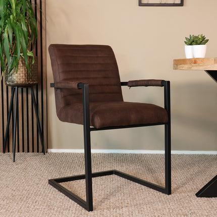 Eetkamerstoel bruin microvezel Noor