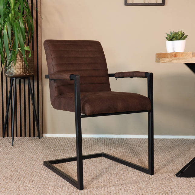 Eetkamerstoel bruin microvezel Noor