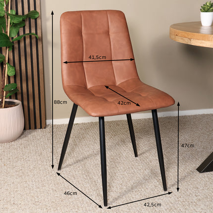 SET DEAL 6 stuks: Eetkamerstoel cognac kunstleder Catoo