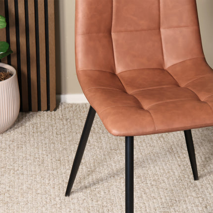 SET DEAL 6 stuks: Eetkamerstoel cognac kunstleder Catoo