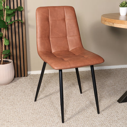 SET DEAL 6 stuks: Eetkamerstoel cognac kunstleder Catoo
