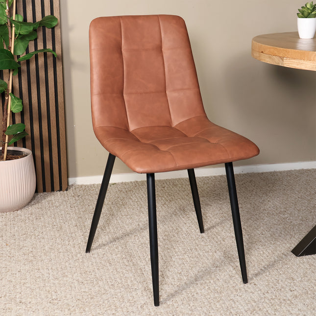 SET DEAL 6 stuks: Eetkamerstoel cognac kunstleder Catoo