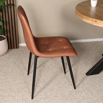 SET DEAL 6 stuks: Eetkamerstoel cognac kunstleder Catoo