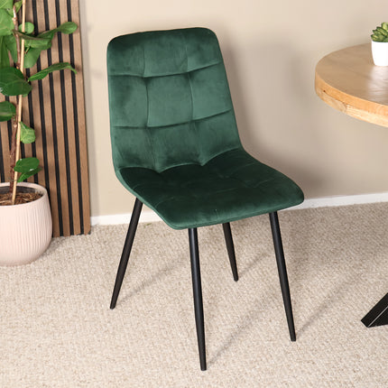 SET DEAL 4 stuks: Eetkamerstoel donkergroen velvet Catoo