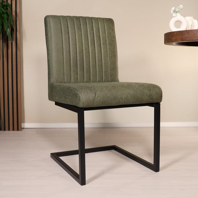 SET DEAL: 4 stuks Eetkamerstoel Chester donkergroen microvezel
