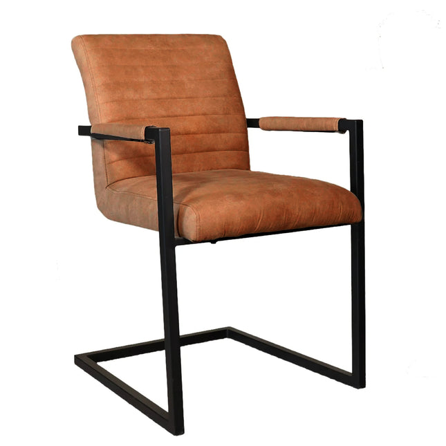 SET DEAL 4 stuks: Eetkamerstoel cognac microvezel Noor